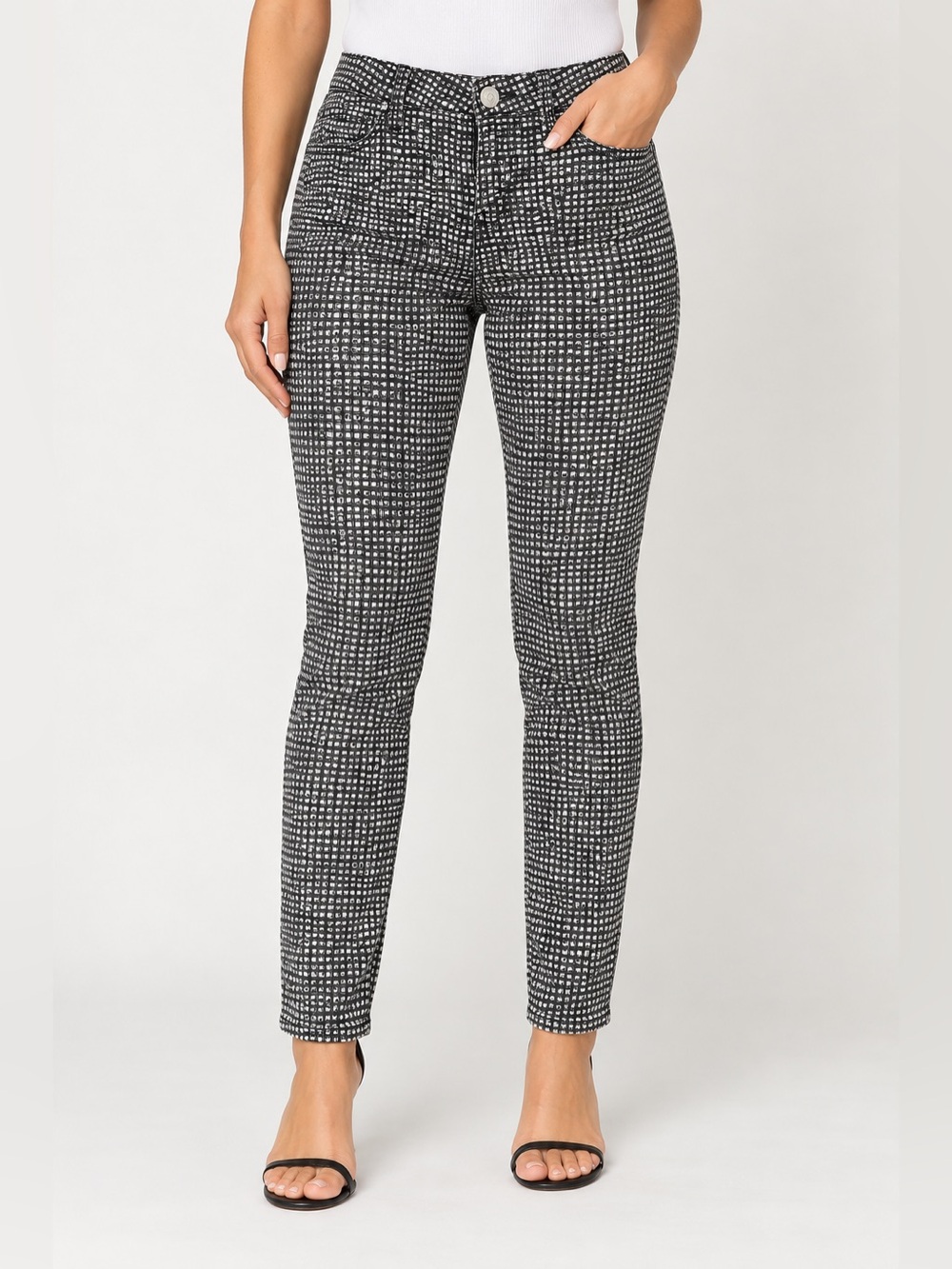 LOFT Black and White Checkered Modern Skinny Pants size 27